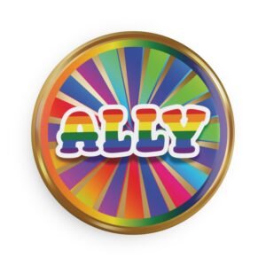 QUEERLIGHT | Round Magnet | Ally Rainbow Pinwheel